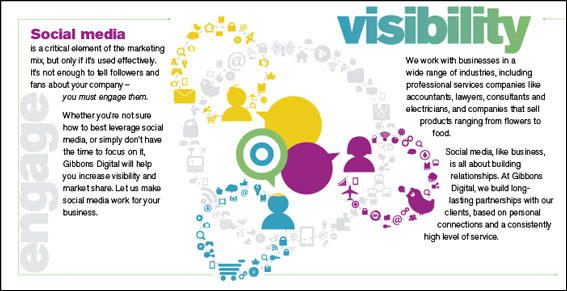 Brochure designer Gibbons Digital social media services writing 