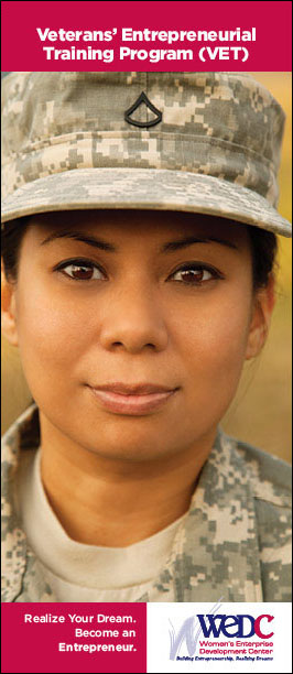 Information brochure designer Women's Enterprise Development Center WEDC veterans training 