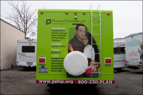  Non-profit vehicle graphics wrap van Planned Parenthood Hudson Peconic spanish display designer 