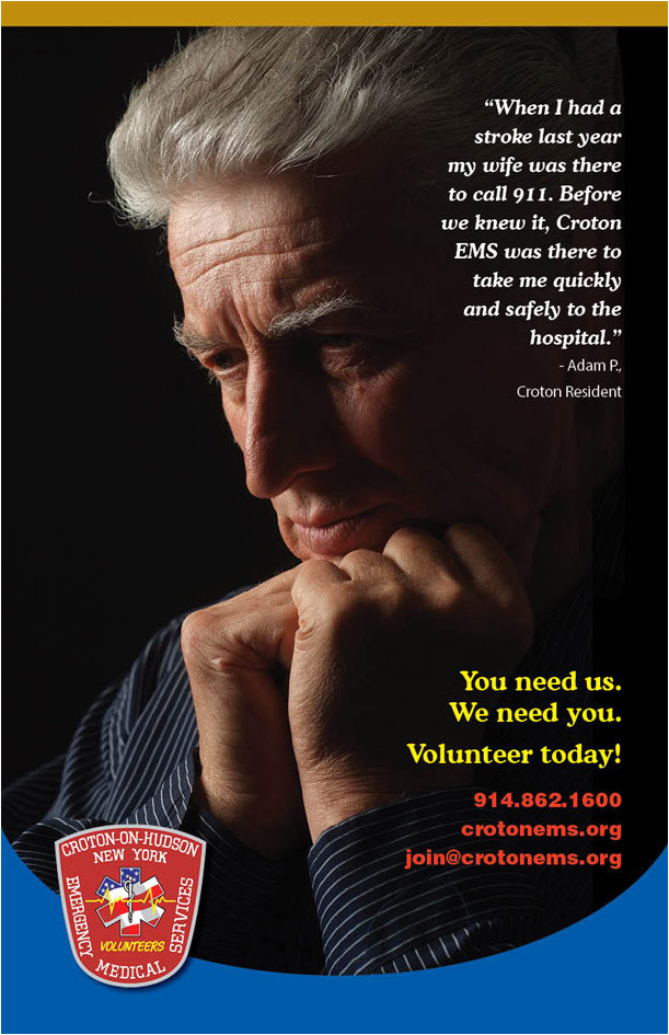 Appeal recruitment marketing campaigns designer Croton EMS volunteers poster postcard fire fighter 