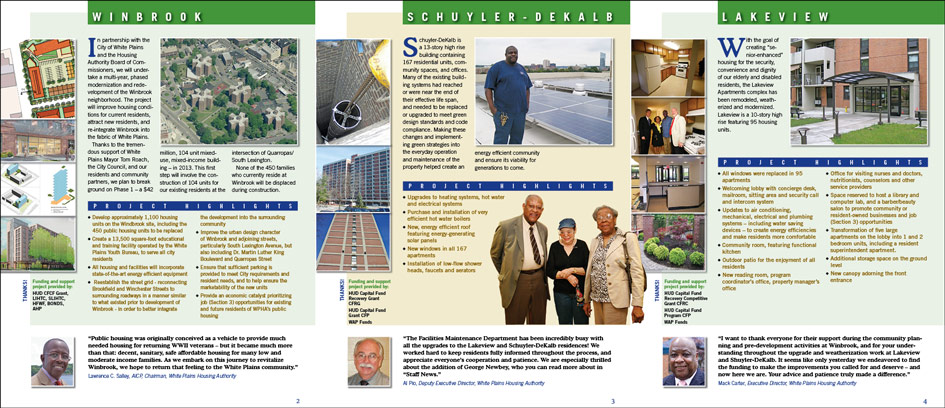 Newsletter designer White Plains Housing Authority affordable housing NY development building construction 