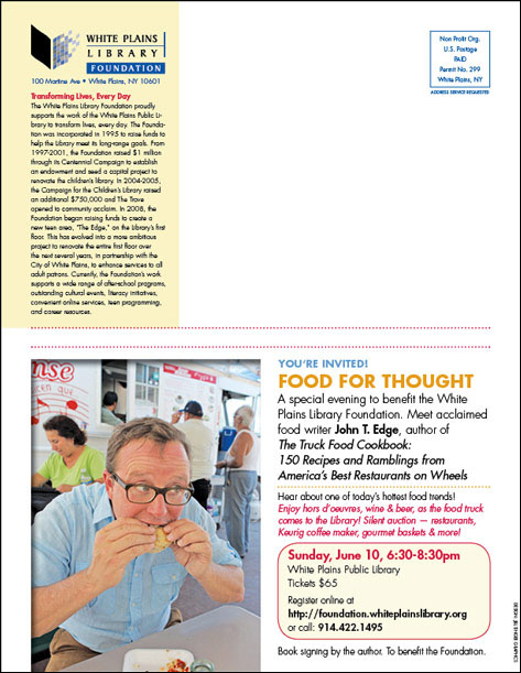  Non-profit newsletter designer White Plains Library special events programs donation 